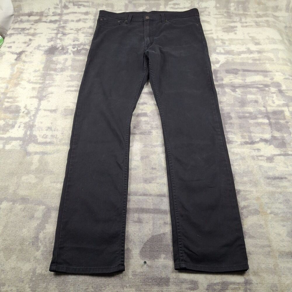 Levis 513 Slim Straight Jeans Mens W36 L34 Black Denim Blank R Tab Rare 36x34